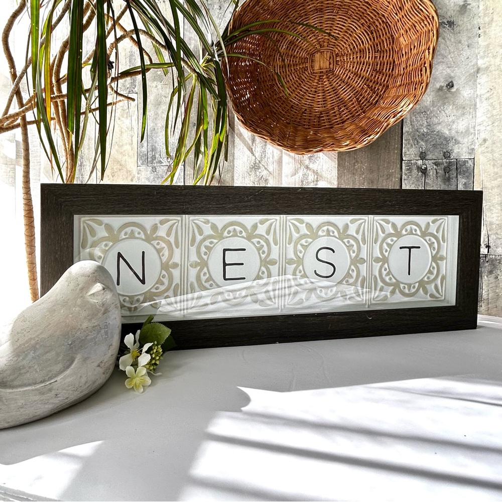 🌴Nurturing 'NEST' Wall Art Sign with Wood Frame